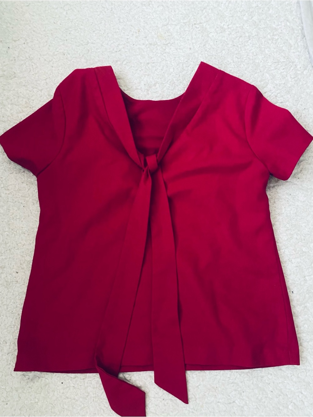 Banana Republic Raspberry Red Tie-Back Short Sleeve Blouse Top - Petite XS